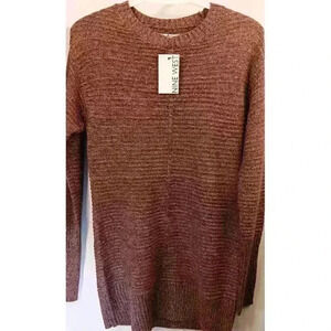 Nine West Women's XS Ribbed Reddish Brown Metalic Sheen Tunic Style Sweater NWT!